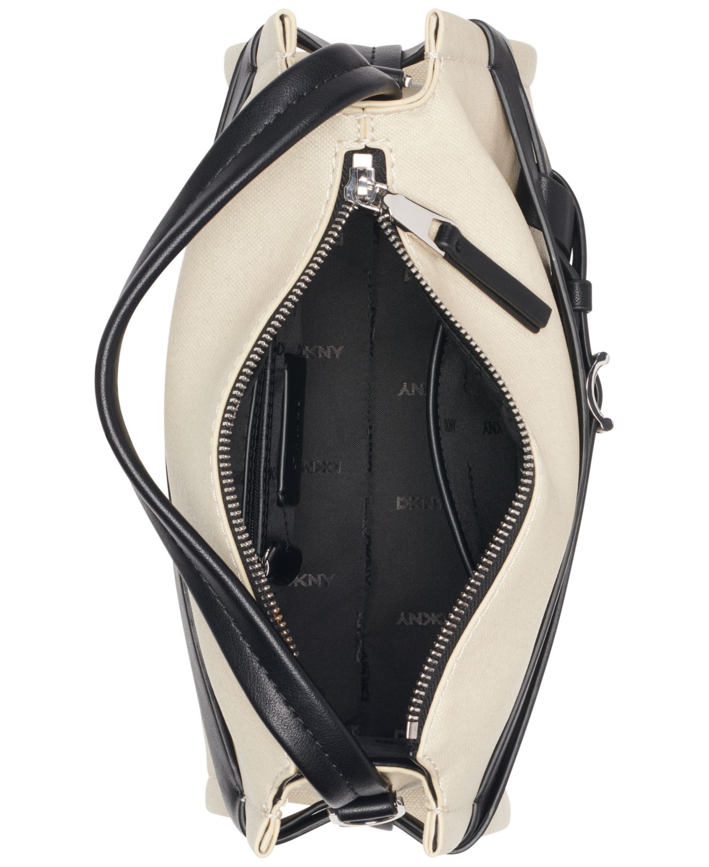 Женская сумка DKNY Bridie Silver-Tone Hardware Small Crossbody, цвет: Натуральный / Чёрный — фото 4