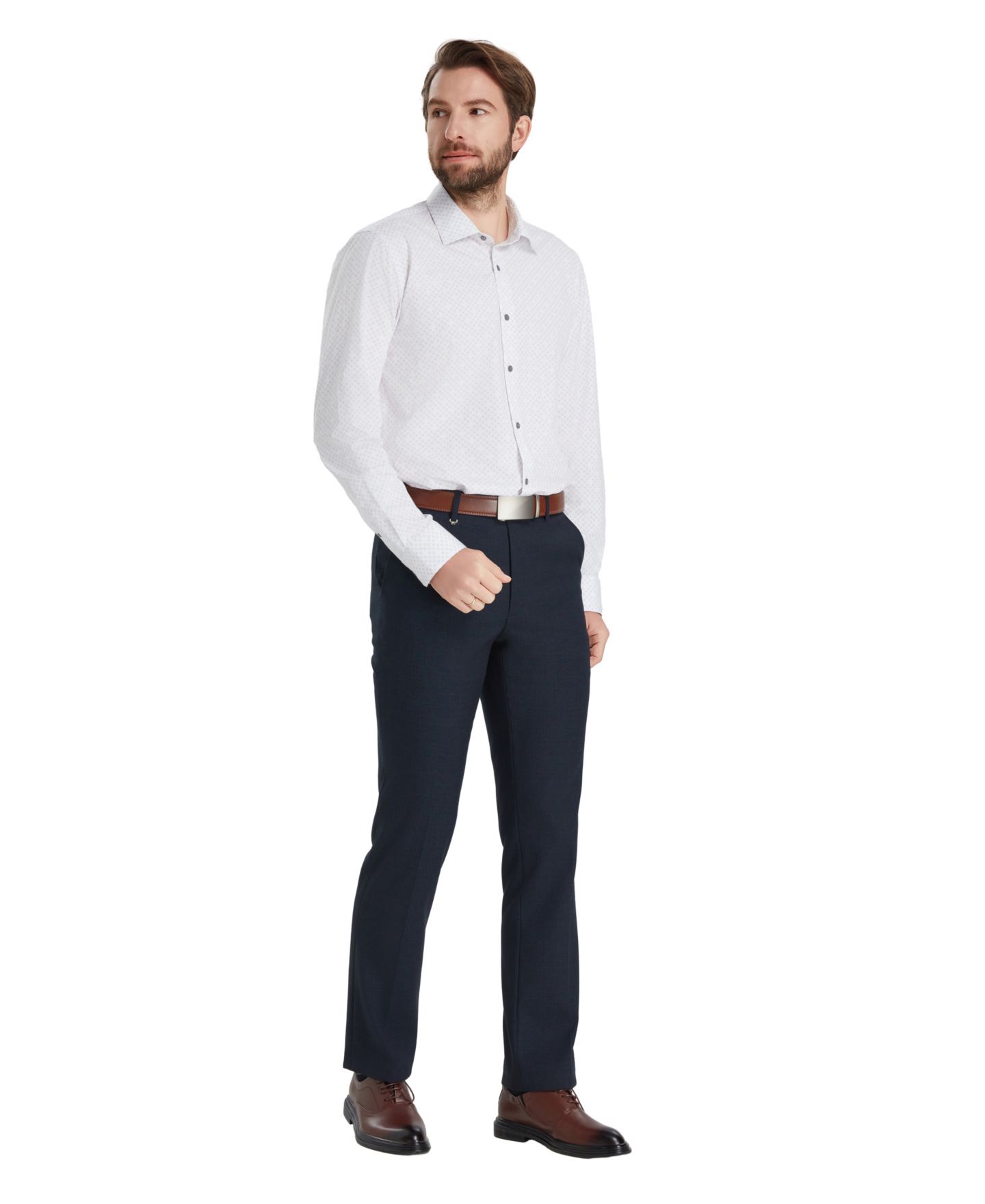 Мужская рубашка Alfani Slim-Fit Geometric Print Dress Shirt, цвет: Розовато-лиловый — фото 3