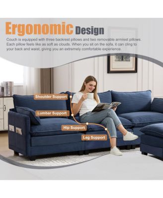  102" Oversized Modular Sectional Sofa with Movable Ottoman