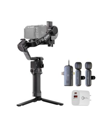 RS 5 Handheld Gimbal Stabilizer + Wireless Microphone Set + USB Wall Charger