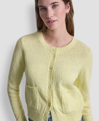 Women's Crewneck Front-Enamel Button Cardigan