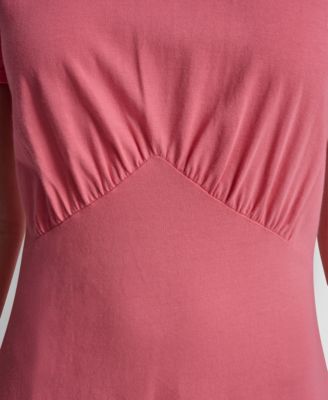 Women's Ruched Bodice Crew Neck Tier Long Dress