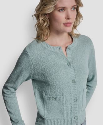 Women's Crewneck Front-Enamel Button Cardigan