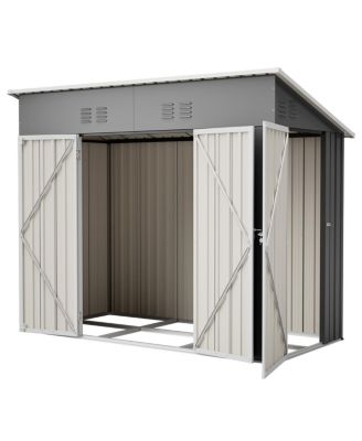 4x8 Slope-Roof Reinforced Storage Shed with Weatherproof Roof & Vents