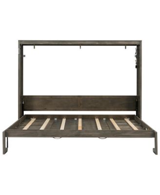 Full Size Murphy Bed with LED Light, Foldable Cabinet