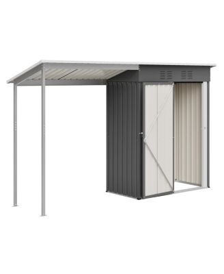 Durable 5x3FT Galvanized Steel Shed & Gazebo Combo