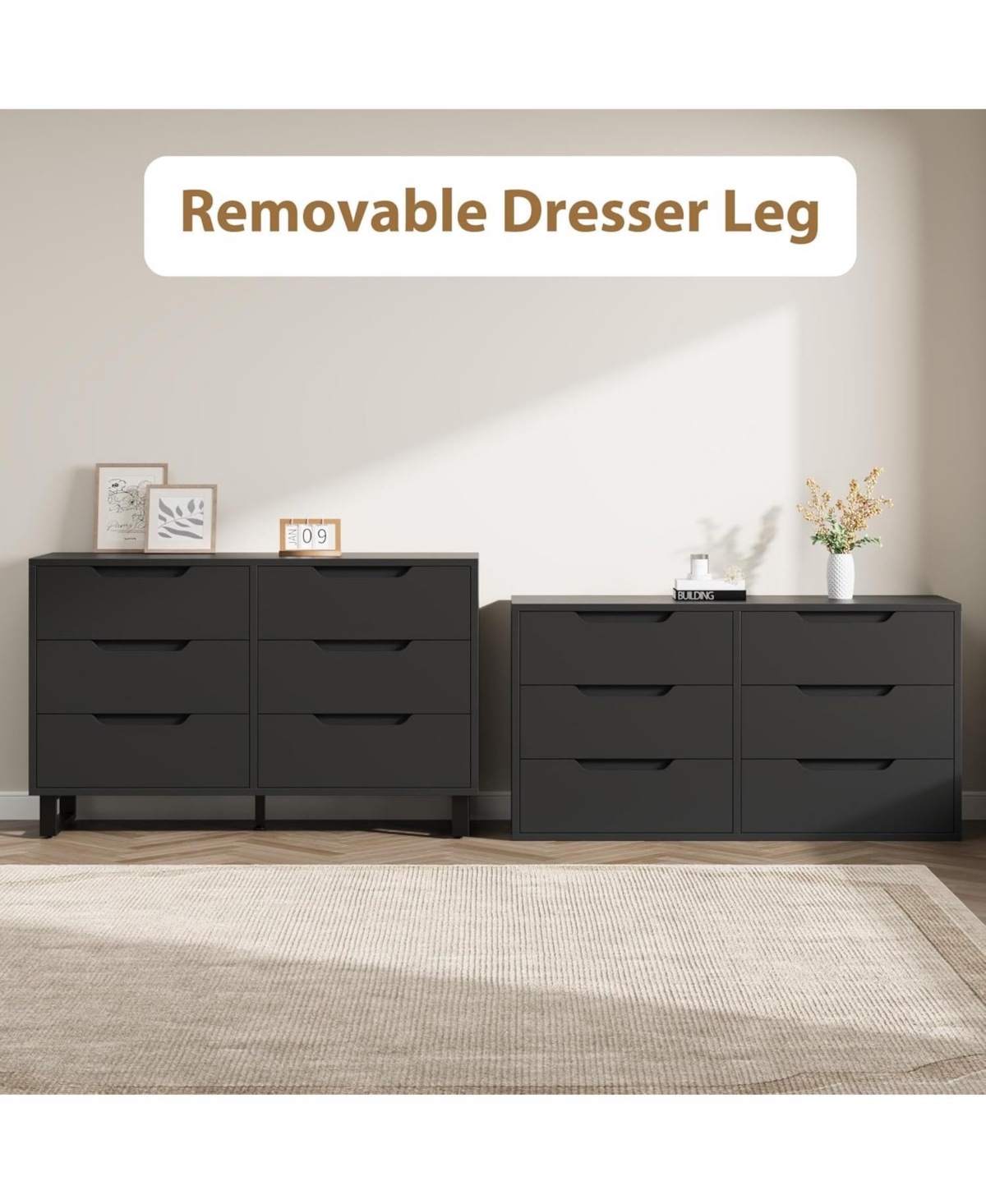 gaomon 6 Dresser for Bedroom, 47.2 in Wide Dresser, Freestanding Vertical Drawer Cabinet with Storage, Wooden Closet Storage Chest for Living Room