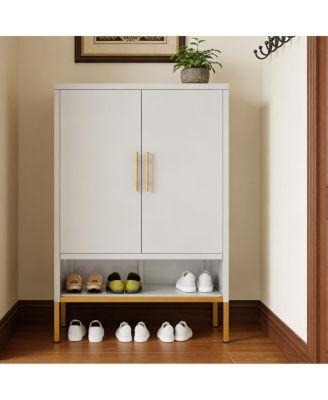 40" Tall 2-Door Metal 7-Tier Hidden Shoe Organizer Cabinet