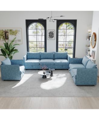Modular Sectional Sofa with Storage, Convertible Living Room Set
