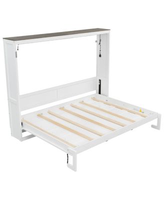 Full Size Murphy Bed with LED Light, Foldable Cabinet