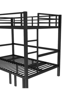 Twin XL over Twin XL pull-out Metal Bunk Bed with safety rails
