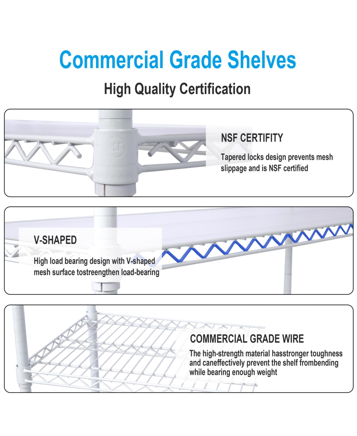 Rainsken 6-Tier Metal Wire Shelving Unit, Heavy Duty Adjustable Storage Rack with Wheels, Shelf Liners, 6000lbs Capacity for Commercial Grade
