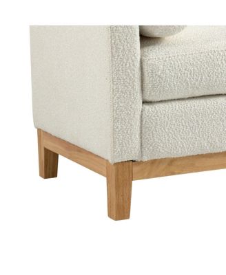  Elegant Upholstered Bench with Wood Legs & 2 Bolster Pillows