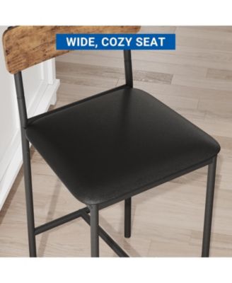 Bar Stools Set of 4 Kitchen Bar Stools with Footrest PU Upholstered Counter Height Barstools Bar Chairs with Back for Kitchen Easy Assembly.