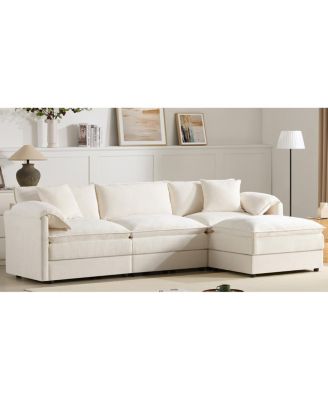 Chenille Modular Sectional Sofa with Deep Wide Seat & Double Cushions