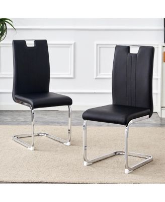 Set of 2 black PU bow-shaped chairs for industrial/modern homes
