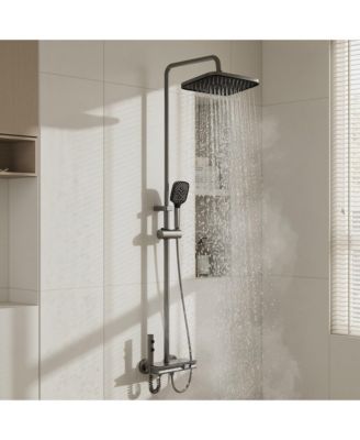 3-Spray Shower Faucet 2.5 GPM with Button Control, LED Display, and 3-Mode Hand Shower