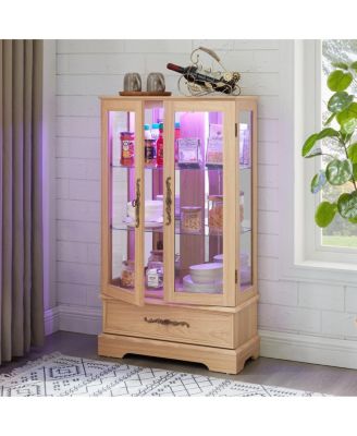 Lighted Glass Curio Display Cabinet with Adjustable Shelves