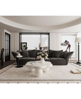 35" Cream Cloud Shaped Coffee Table, Modern Minimalist Living Room Table