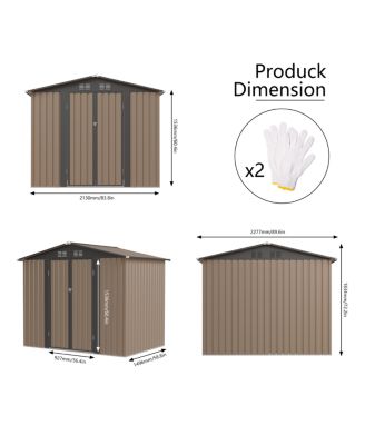 8FT x 6FT Apex Roof Garden Shed - Galvanized Steel Storage House