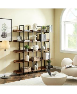 5 Tier Vintage Industrial Bookcase with Metal Frame & MDF Board