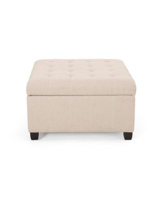 Upholstered Tufted Fabric Storage Ottoman