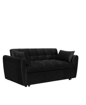 65-inch 3-in-1 foldable velvet sofa bed with adjustable back and pillows