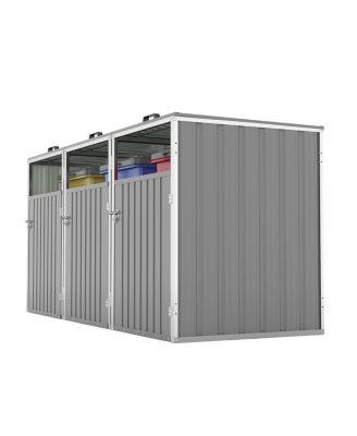 Garbage Bin Shed for 3 Cans, Lockable, Waterproof