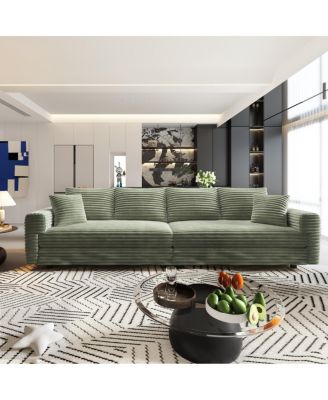 Plush Corduroy 4-Seat Sofa, Modern Comfy Upholstered Cloud Couch