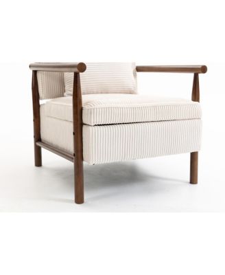 Storage Chair, Wood Frame Mid Century Modern Accent Chair