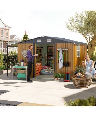 Dual-Zone Garden Shed with Sliding Doors and Ramp