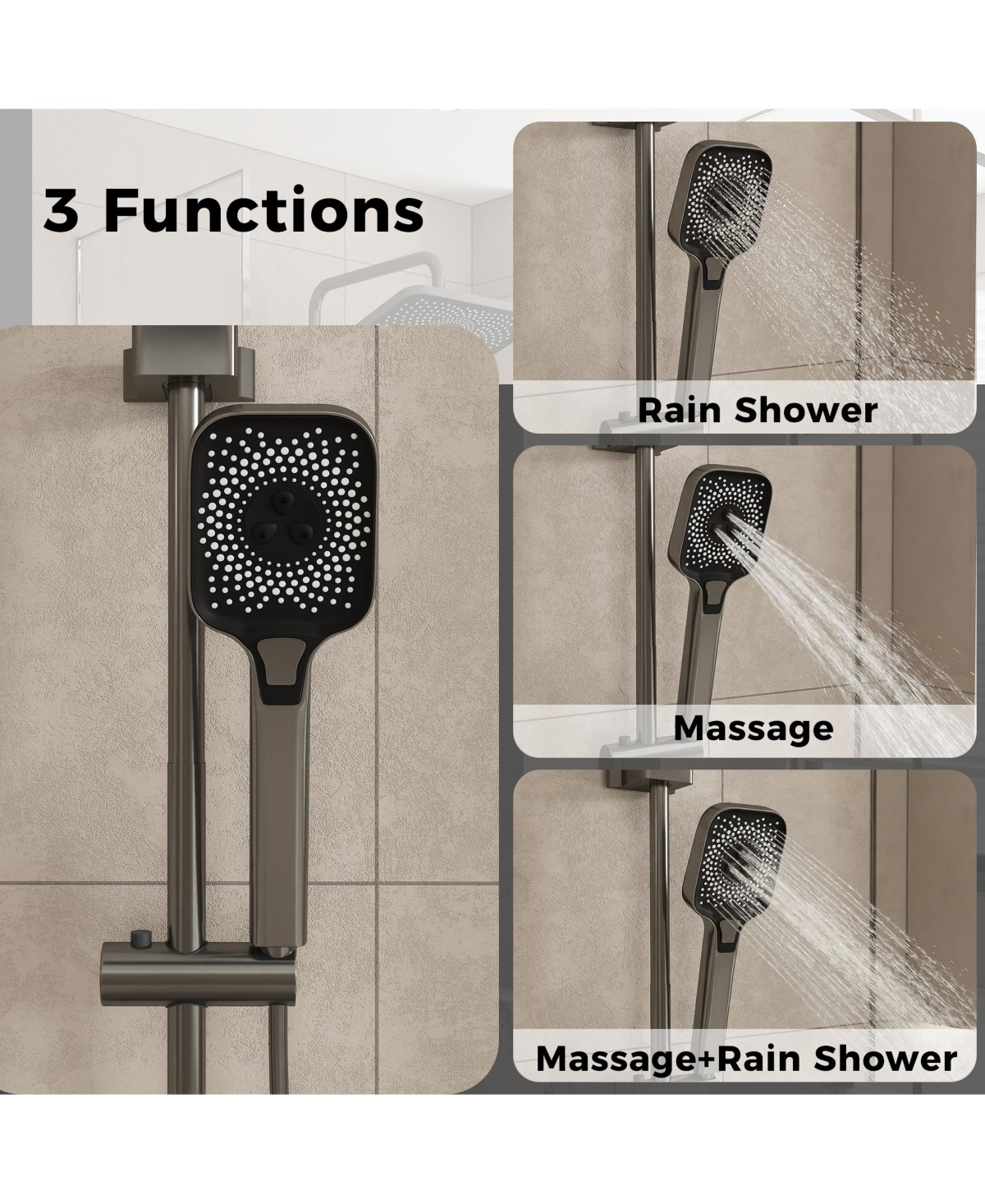 Lalahoo Adjustable Height 4-In-1 Shower System With Led Temperature Display