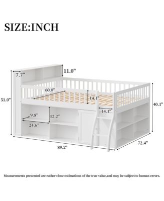 Loft Bed with Storage, Headboard with LED Light.