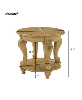 22" Two Tone Round End Table with Shelf