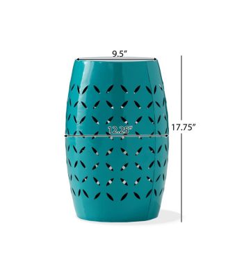 Sculptural Barrel Side Table with Laser-Cut Floral Motifs