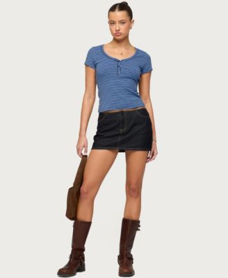 Women's Kady Striped Henley T Shirt