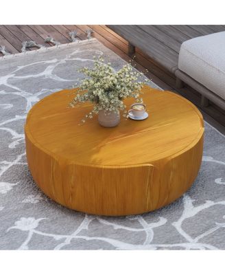 35.63" Round Wood Grain Outdoor/Indoor Coffee Table