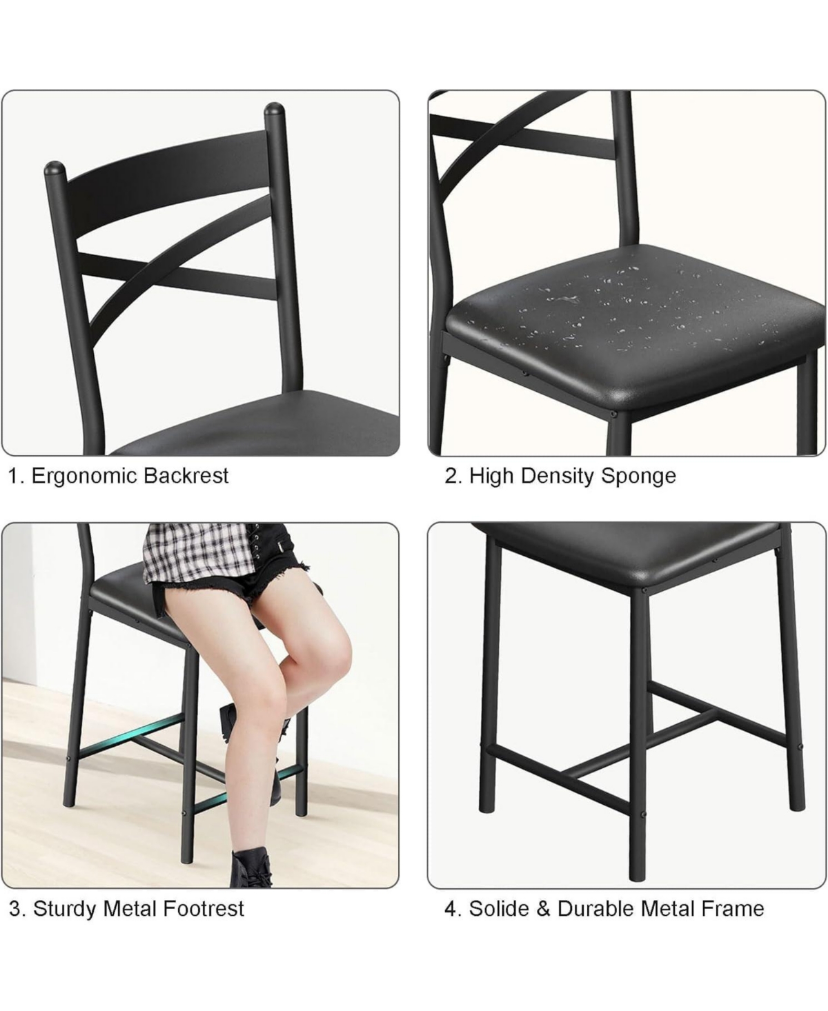 Gaomon Pu Leather Counter Height Bar Stools Set of 2 with Backrest and Footrest Modern Comfortable Kitchen Bar Chairs Durable Design for Home Use Dail