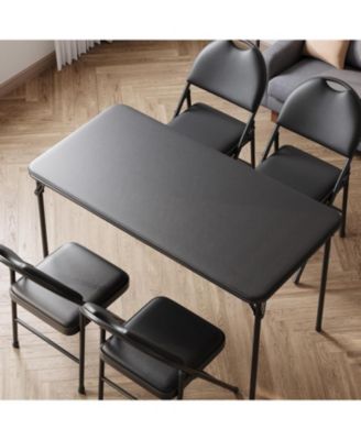 4FT Folding Table and Chairs Set of 5 Portable Card Table and Chairs Padded Table and Chair Dining Set for Picnic Event Training