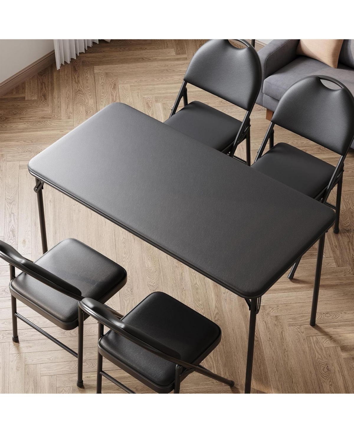 gaomon 4FT Folding Table and Chairs Set of 5 Portable Card Table and Chairs Padded Table and Chair Dining Set for Picnic Event Training