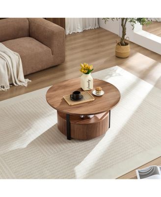 Wood Coffee Table Round, Rustic Charm For Living Room Decor