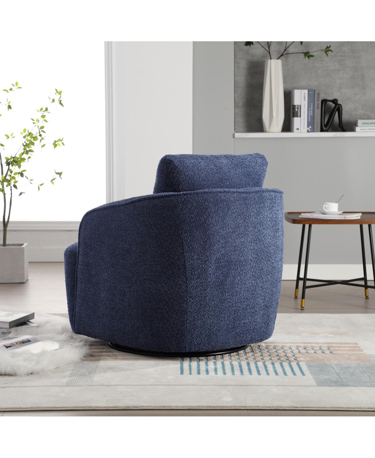 Streamdale Furniture 30.3"W Boucle Swivel Accent Barrel Chair & Round Sofa Chair