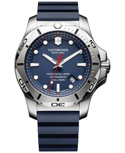 Victorinox Swiss Army Men's Swiss I.N.O.X. Professional Diver Blue Rubber Strap Watch 45mm 241734.1