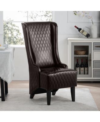 Faux Leather High-Back Accent Chair, Modern Side Chair for Living Room, Bedroom