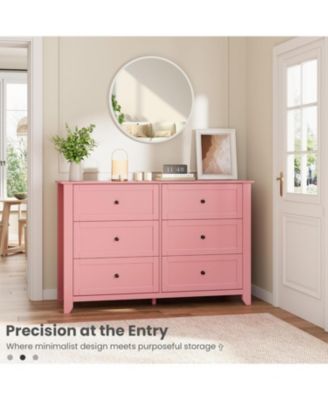 6-Drawer Dresser for Bedroom, Large Wooden Chest with Deep Drawers and Metal Knobs for Entryway, Hallway