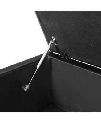 PU Storage Ottoman with Rubber Wood Legs & Lift-Top Storage