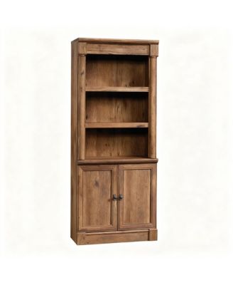 Five-Shelf Bookcase with Storage Doors and Adjustable Shelves