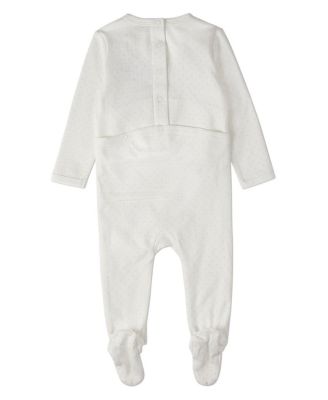 Baby Boys "Put A Bow On It" 100% Cotton Polka-Dot Embroidered Footie