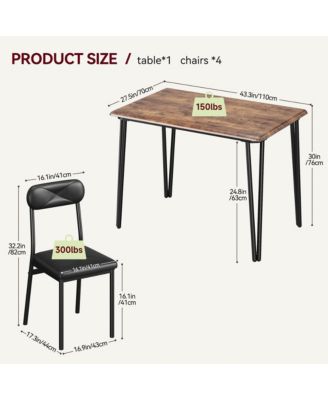 Dinner Table Set for 4,5 Piece Kitchen Table and Chairs,Rectangular Dining Room Table Set with 4 Upholstered Chair