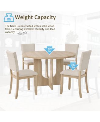 47.3" Round Dining Set with 4 Upholstered Chairs -
